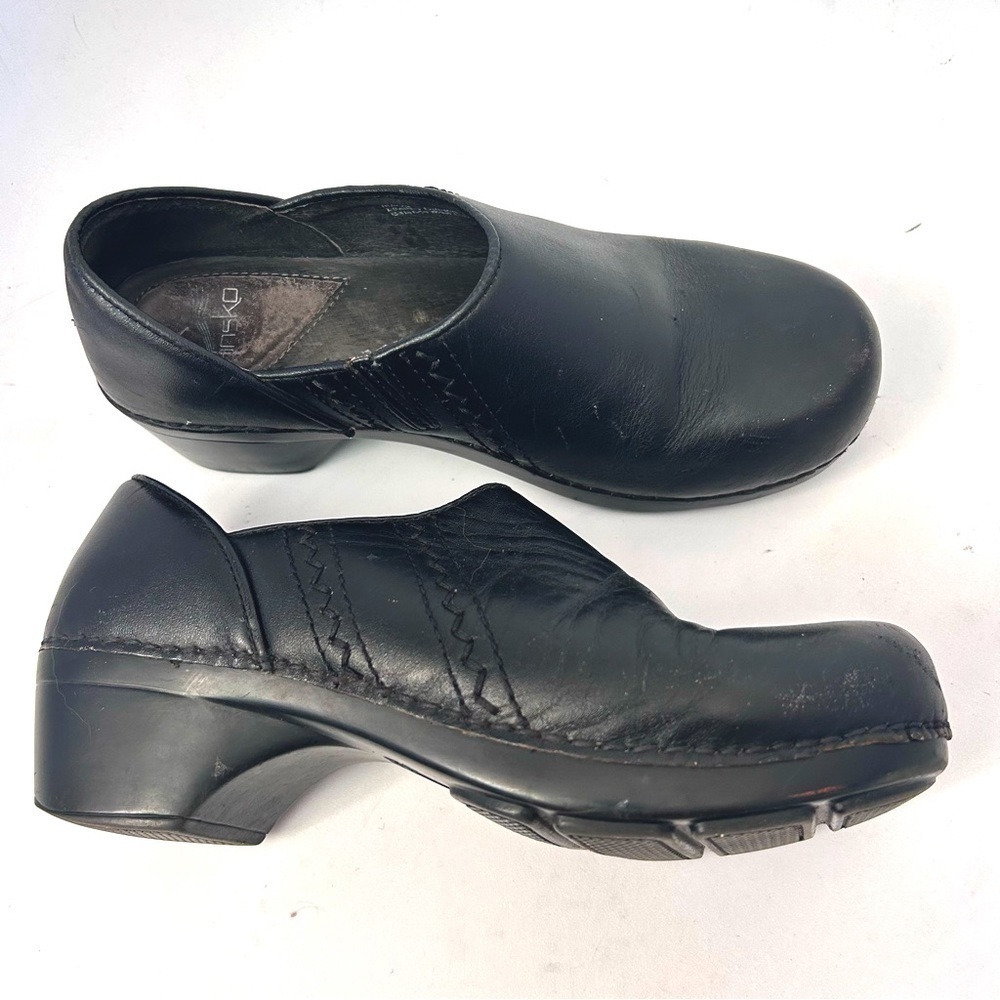 DANSKO Women Black Leather Clog Loafer Shoe Size 7.5 EUR 38